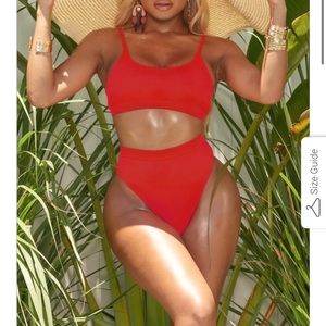 Matte Collection Orion Ribbed Bikini Red XL